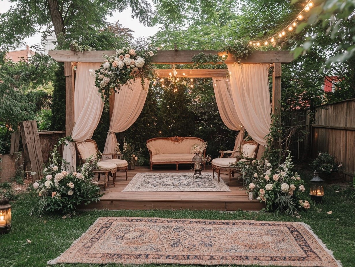 Backyard Wedding Stage with Draped Elegance