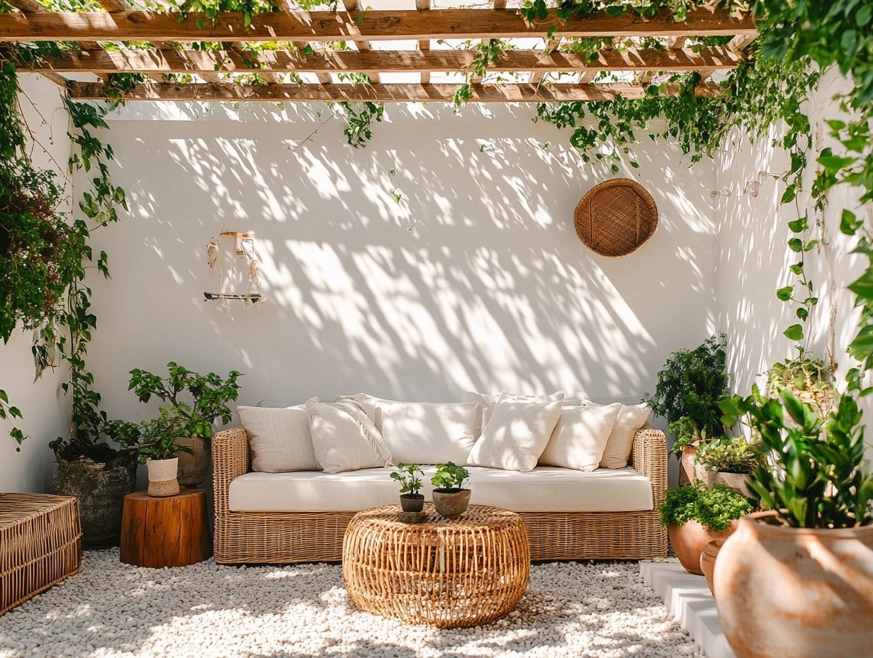 Embrace Boho-Chic Serenity with a Sunlit Natural Patio Lounge