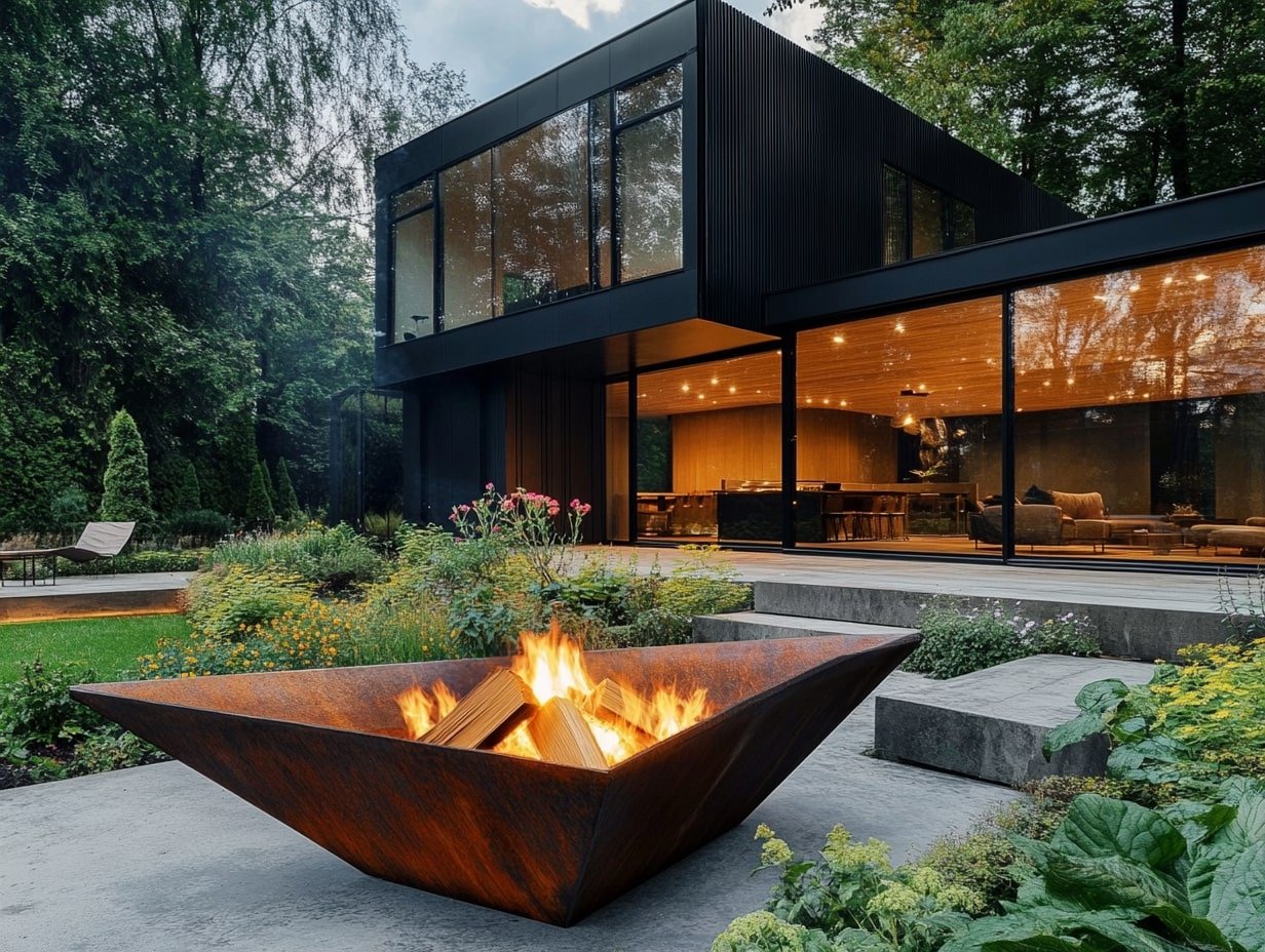 Geometric Fire Pit for a Modern Garden Glow