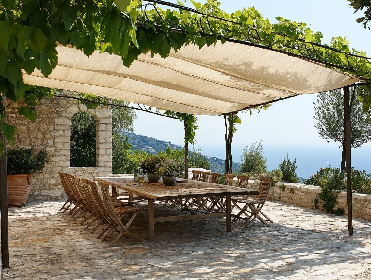 Unwind Under a Light Canvas Canopy with Coastal Views and Natural Stone Elegance