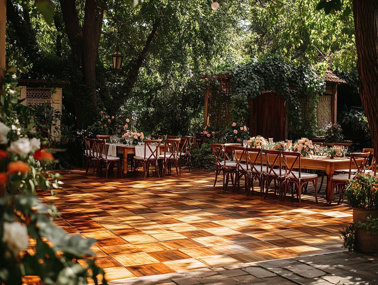 Add Timeless Charm with a Rustic Checkerboard Dance Floor for Your Garden Wedding