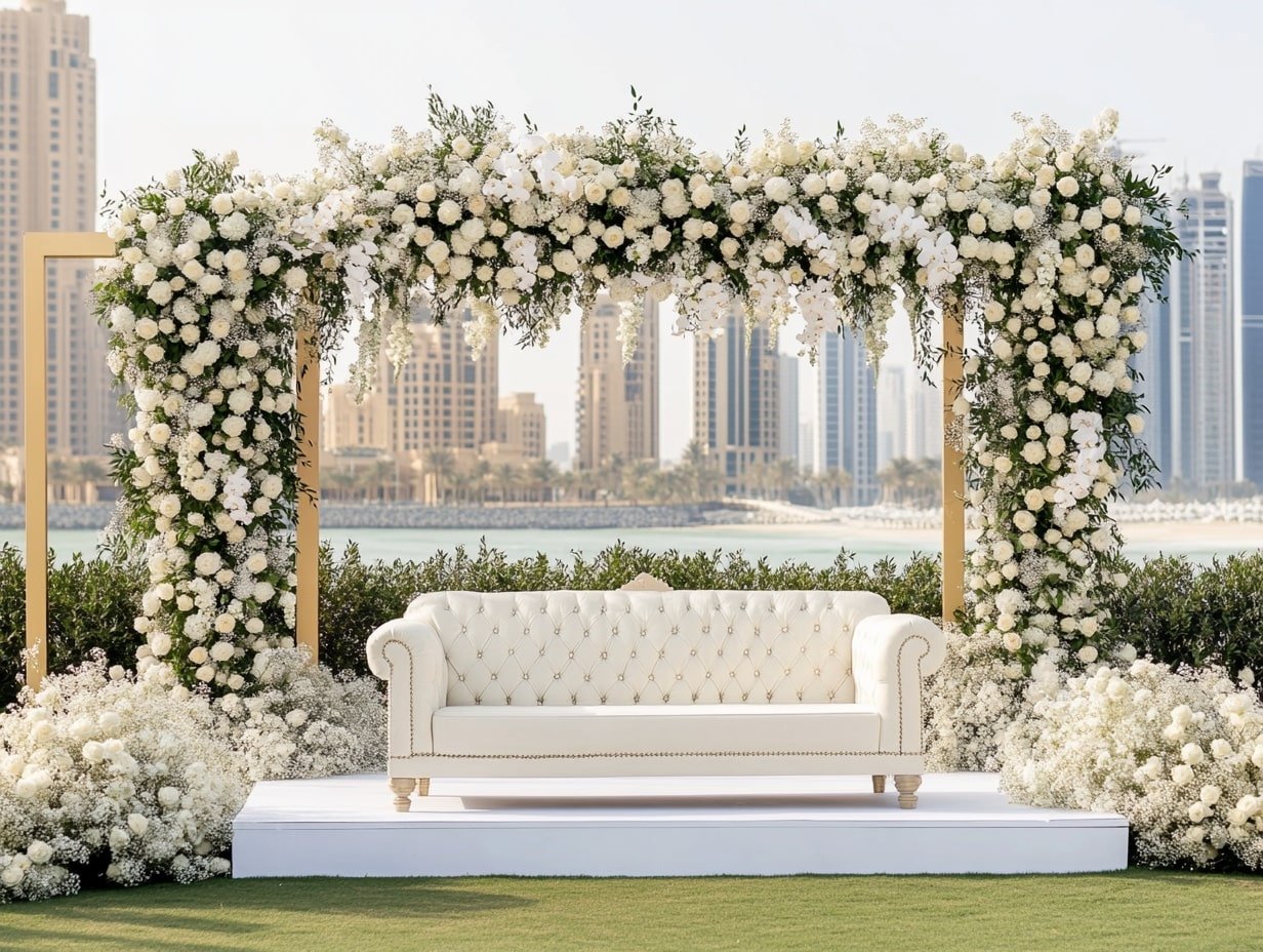 White Floral Wedding Stage