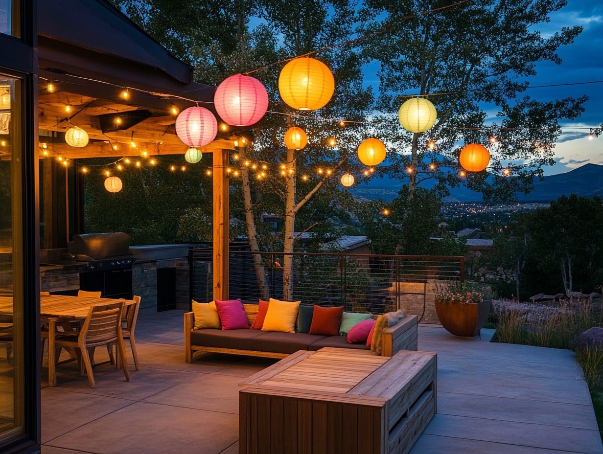 Celebrate the Night With Colorful Patio Ceiling Lights