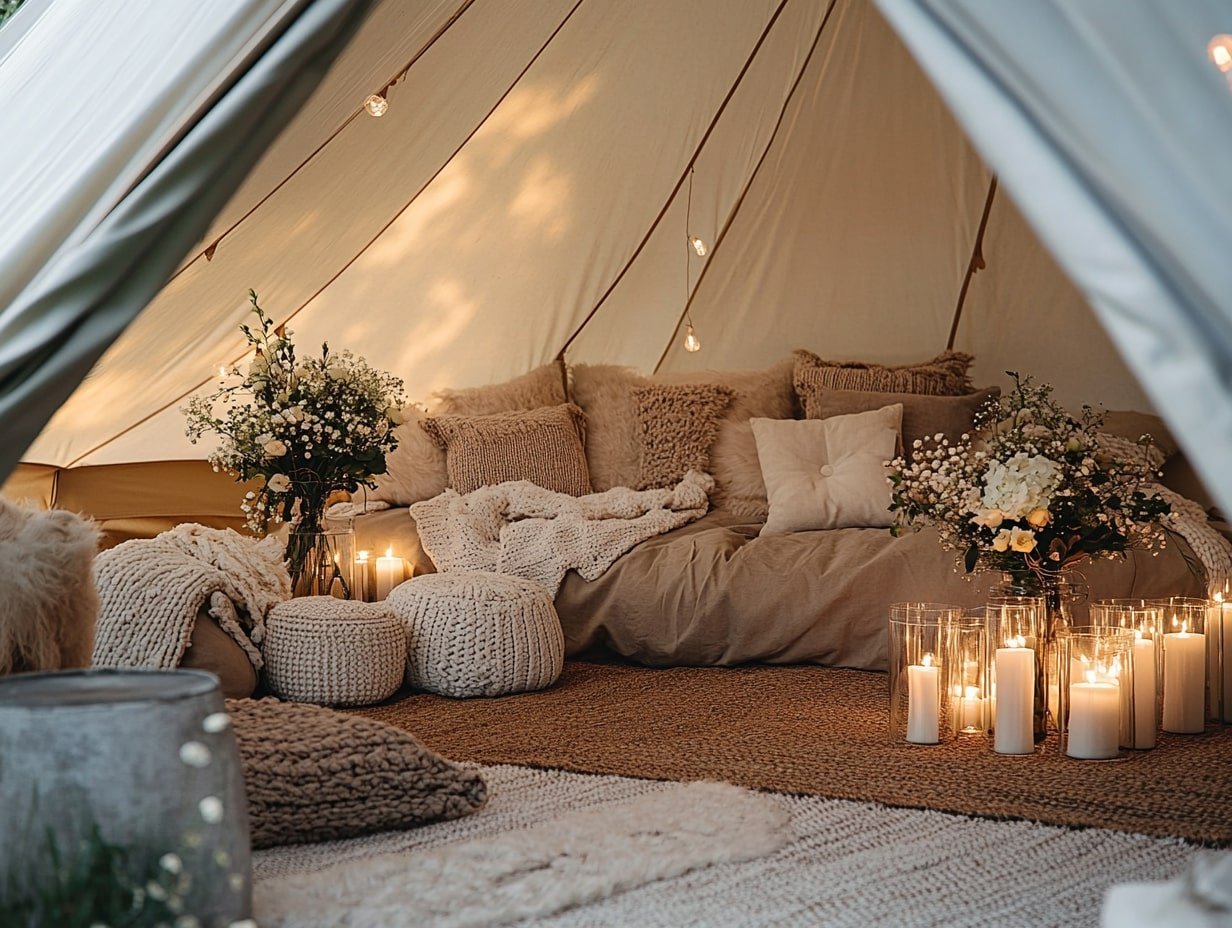 Cozy Lounge Tent for Guests to Warm Up and Unwind
