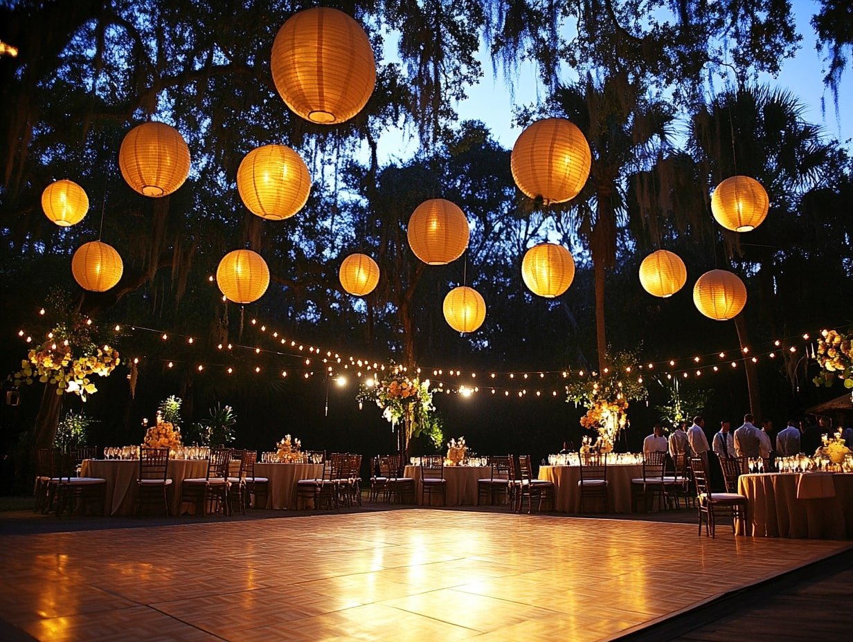 Set the Mood with Lantern-Lit Charm on Your Outdoor Wedding Dance Floor