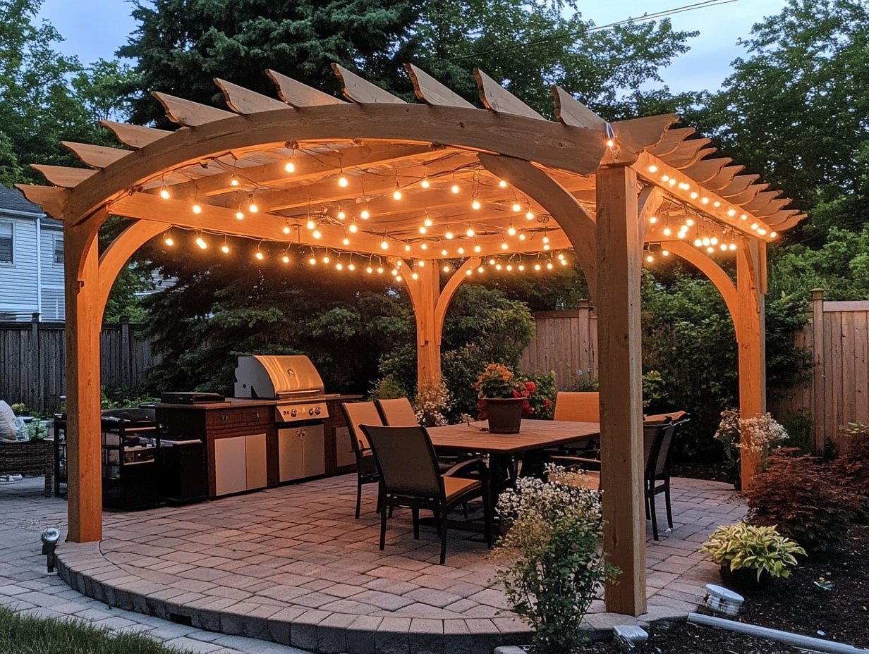 Light Up a Backyard Pergola with Hanging String Bulbs