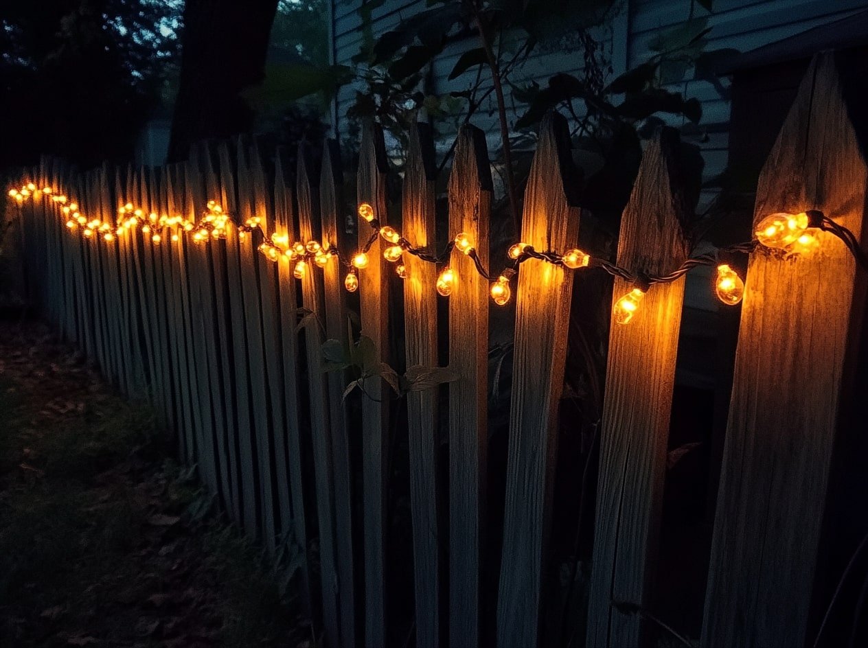 Decorate the Fence With Rope Lights for a Magical Border Glow