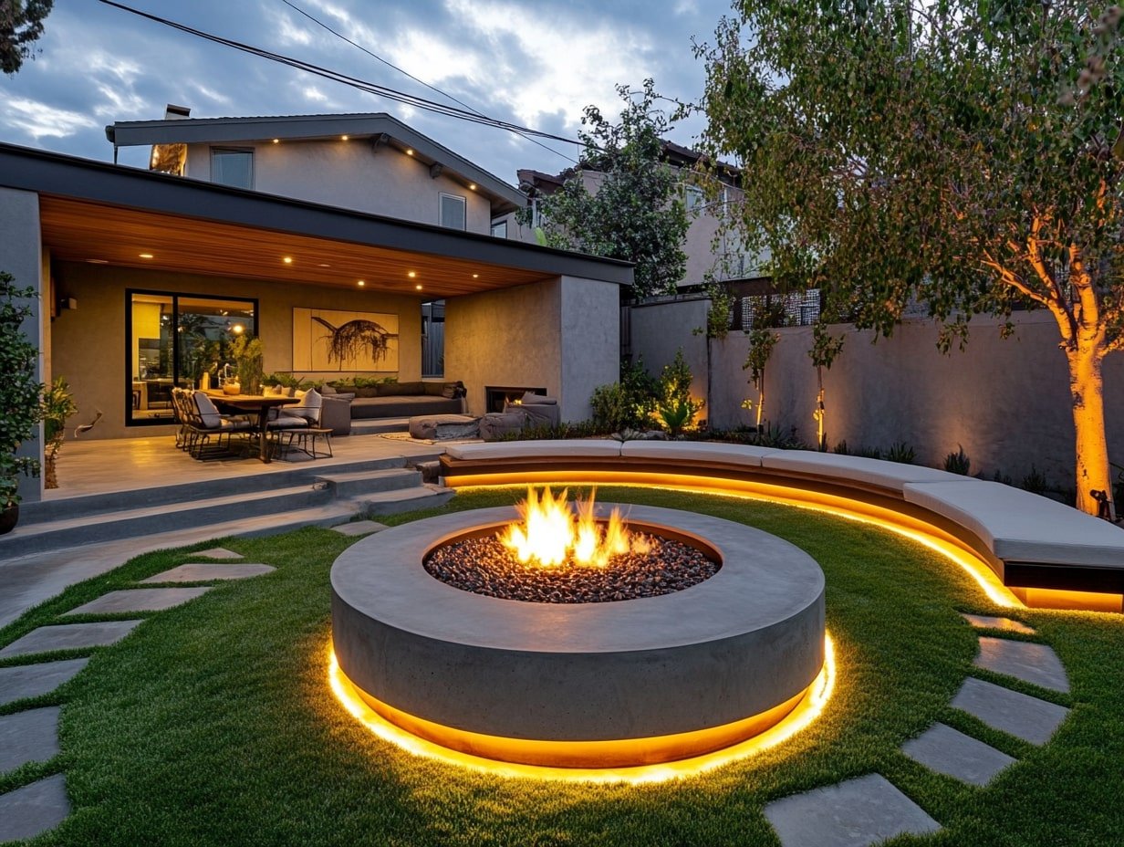 Backyard Fire Pit With Glowing Seating Vibes
