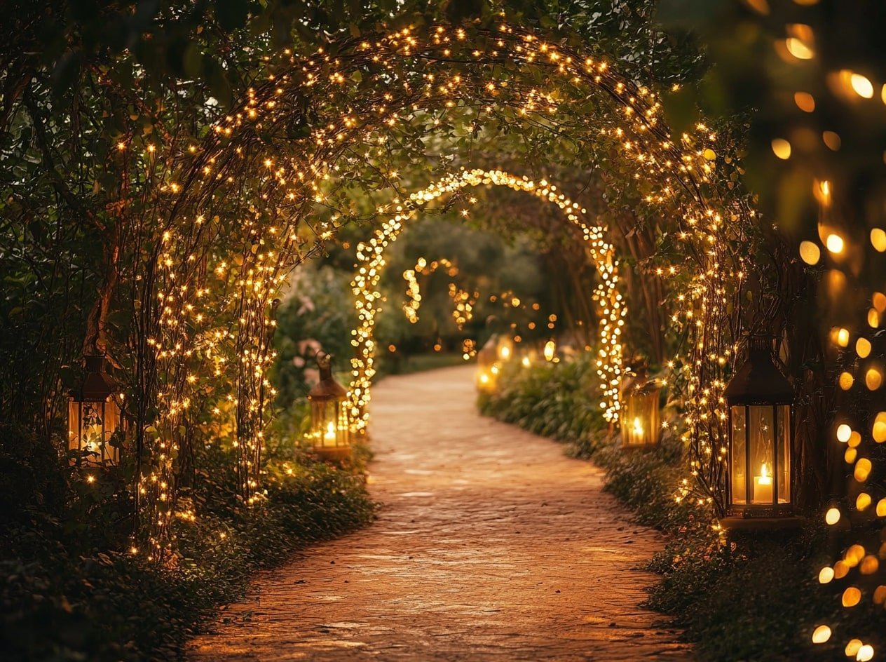 Dress Up Archways With String Lights for a Whimsical Garden Path