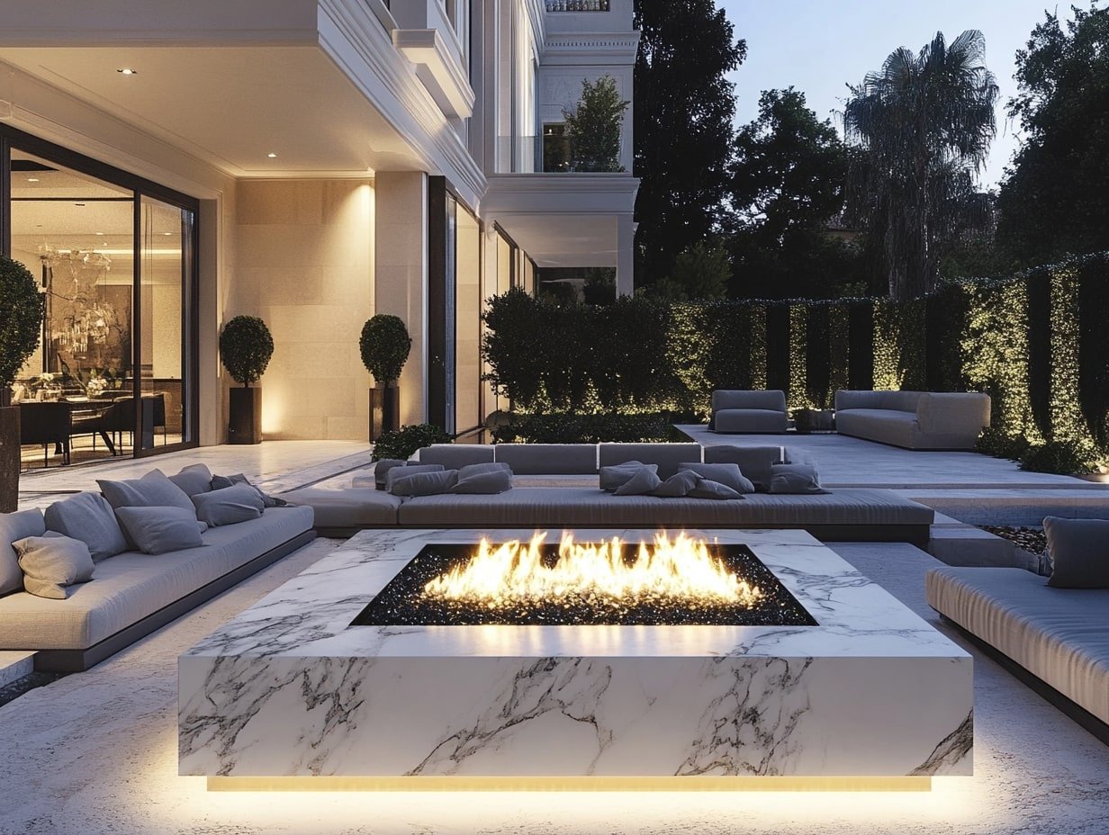 Sleek Marble Fire Pit for the Modern Outdoor Retreat