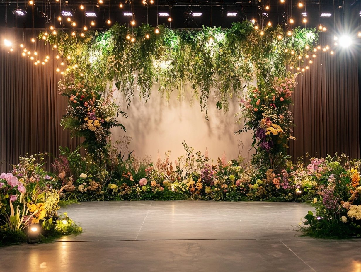 Fairy Light Wedding Stage with Botanical Beauty