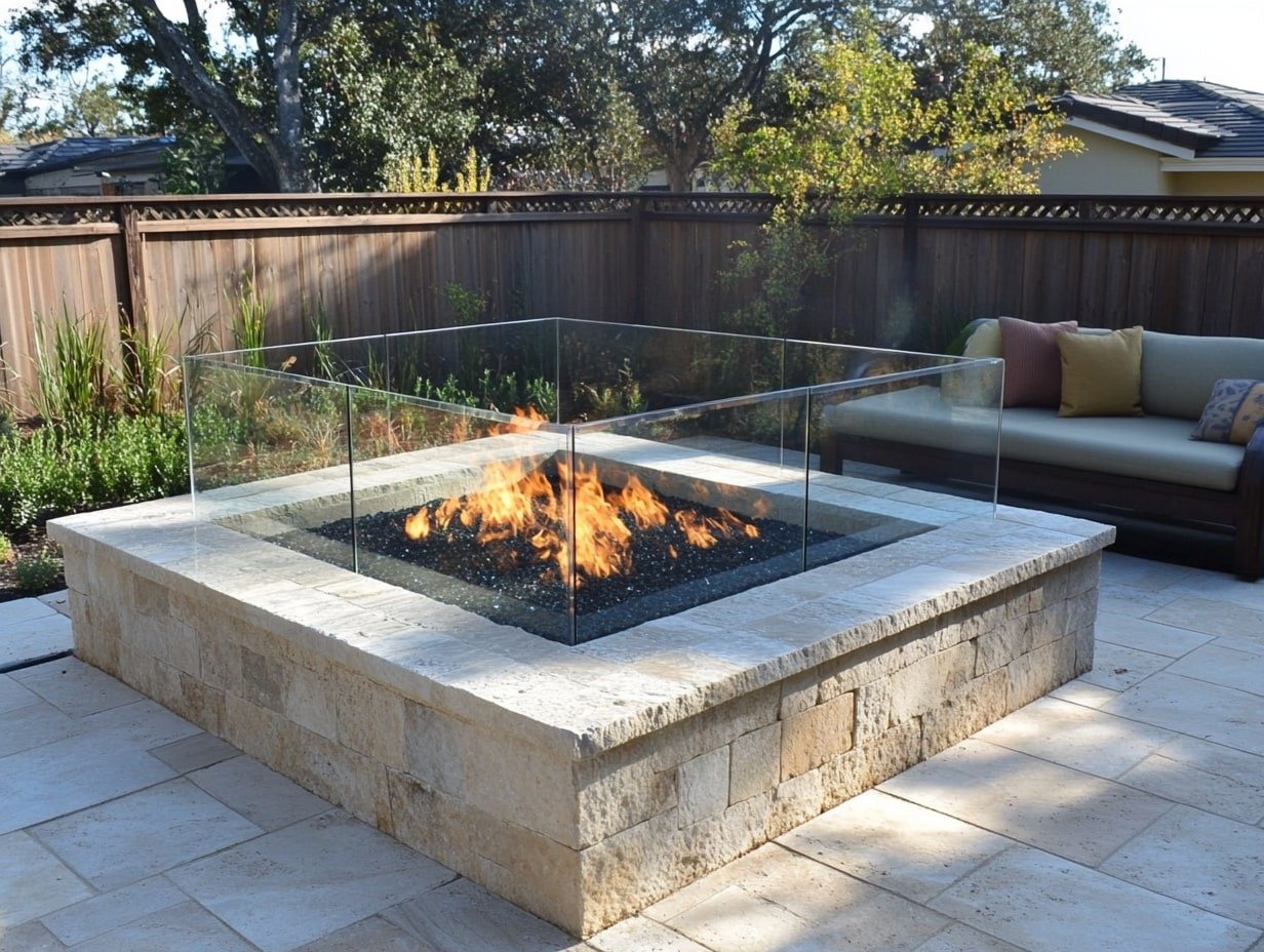 Modern Elegance with a Glass-Enclosed Fire Pit