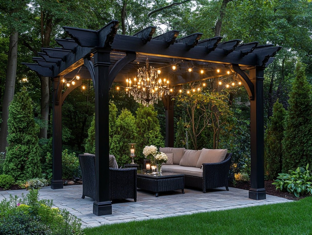 Add Drama with a Pergola and Chandelier Glow