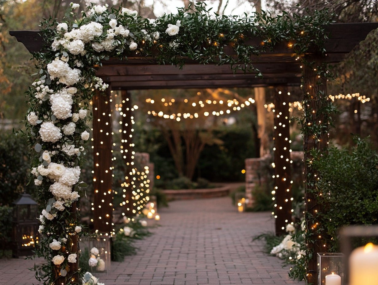 Frame Your Ceremony With a Twinkling Evergreen Arch