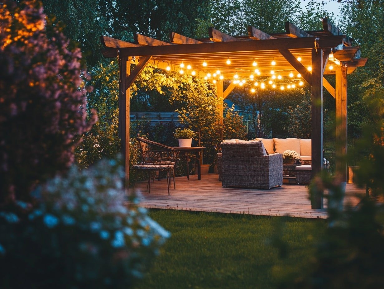 Fall Nights with Charming Pergola Lighting