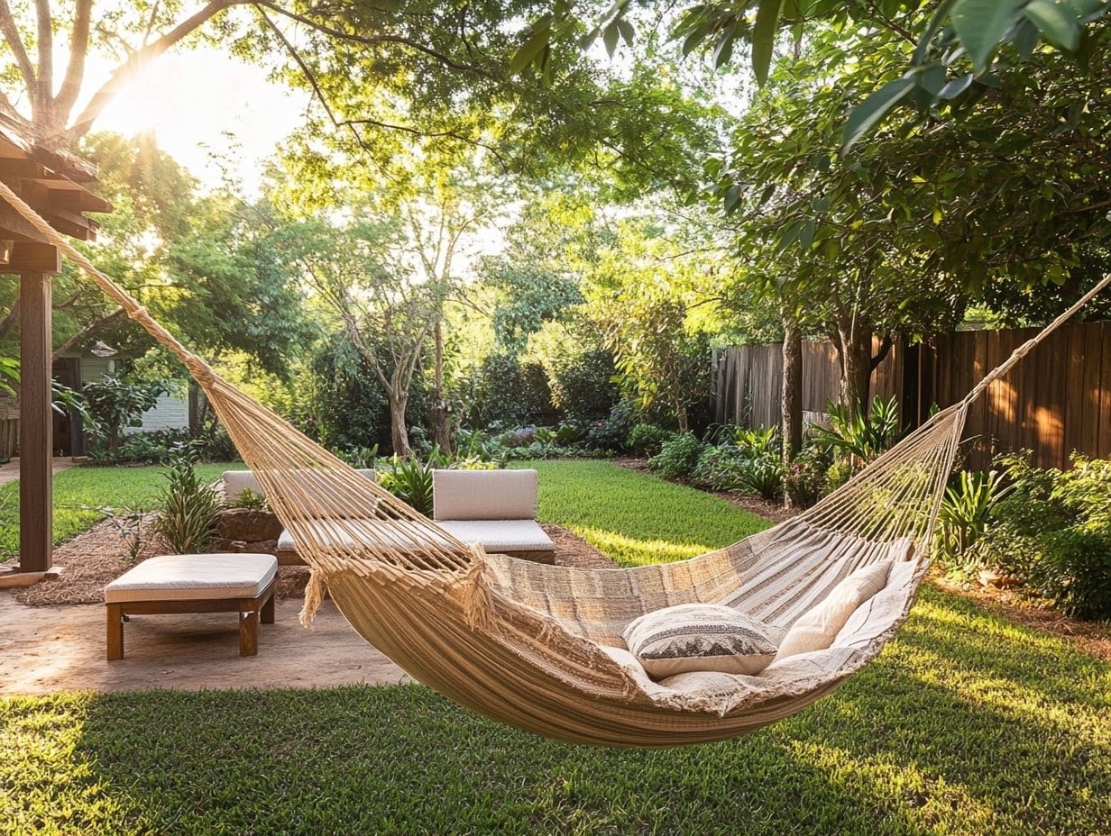 Backyard Hammock Escape With Golden Glow