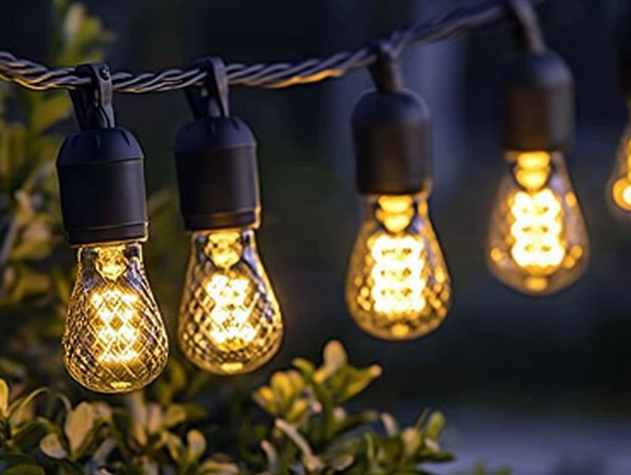 Industrial-Style String Lights Across Your Pergola for a Chic, Urban Look
