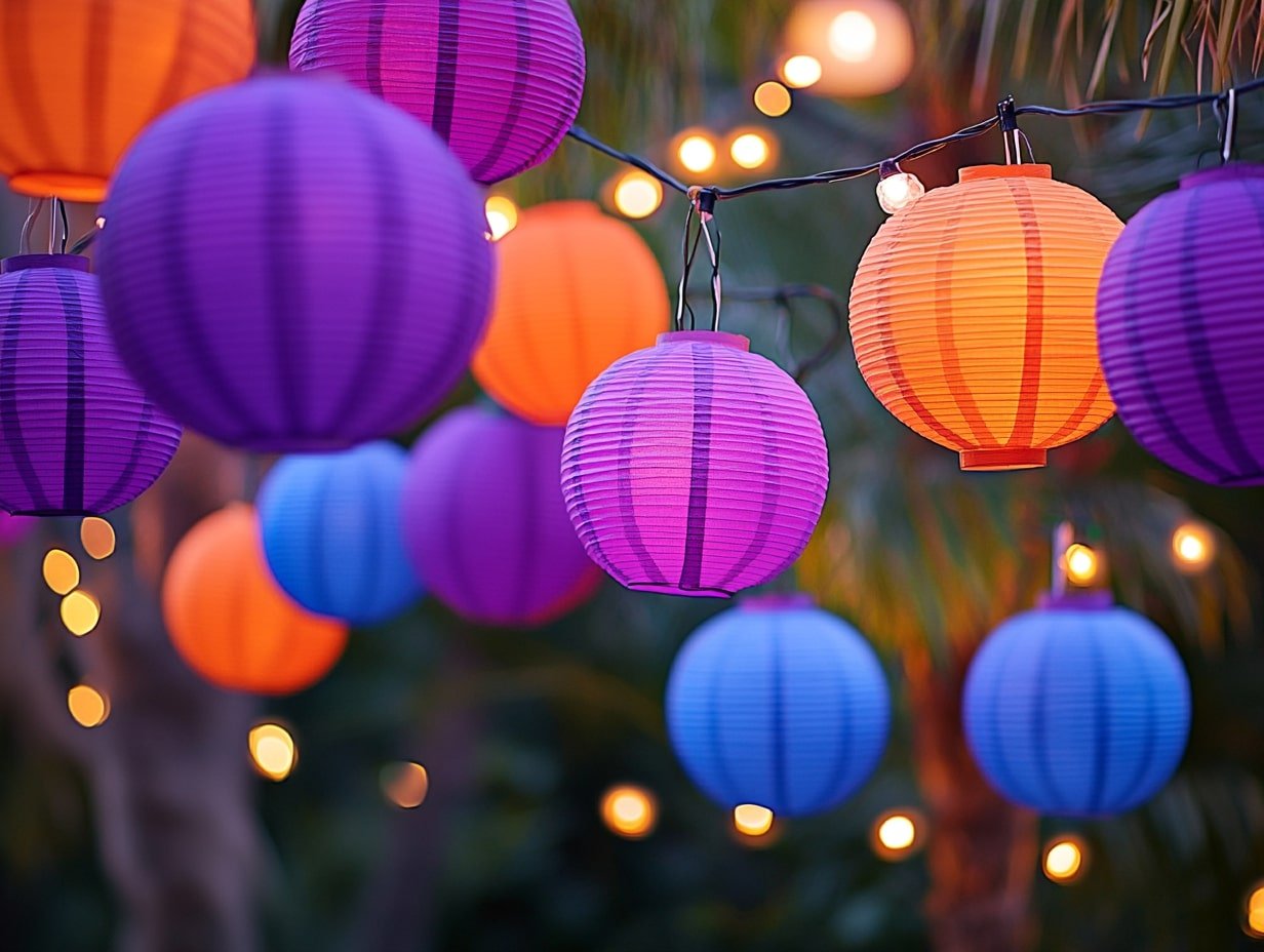 Hang Vibrant Paper Lanterns to Add a Whimsical Glow to Your Outdoor Celebration