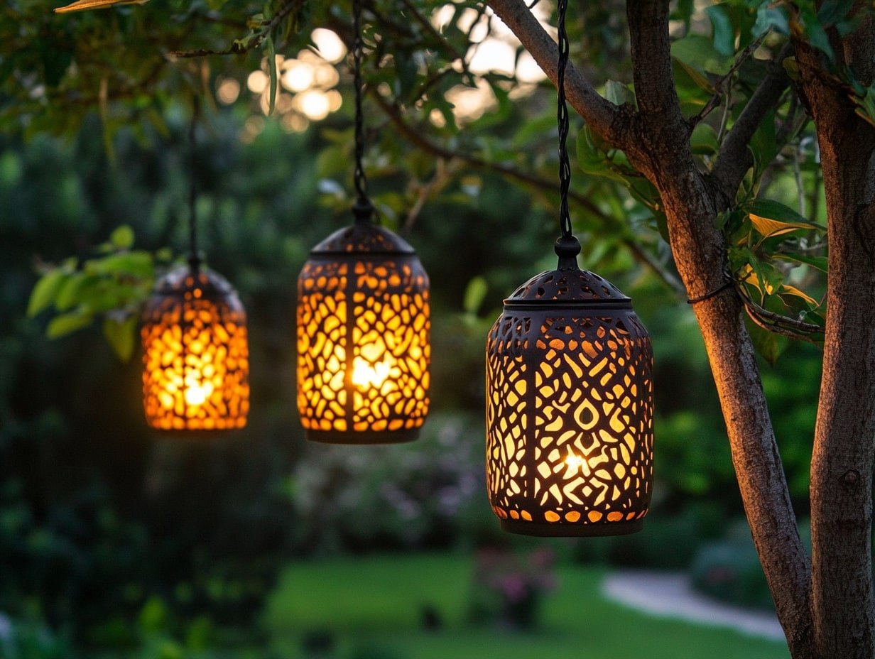Trees with Hanging Solar Lights