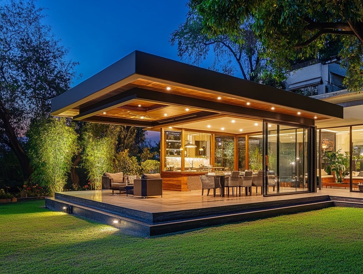 Illuminate Pergola Seating Areas with Sleek, Built-in LED Fixtures for a Refined Outdoor Glow