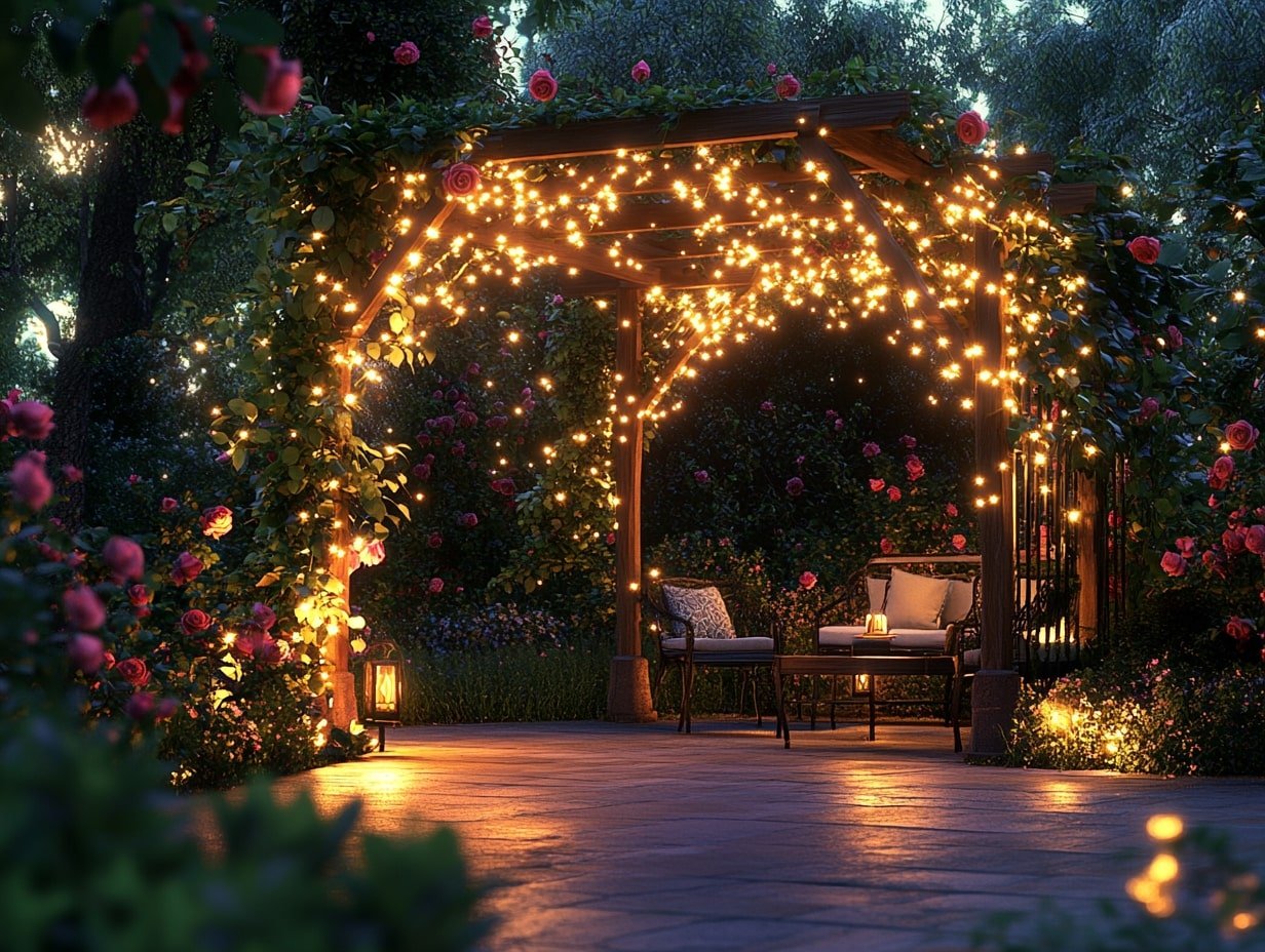 Create Enchanting Pathways with Arched Lights and Roses