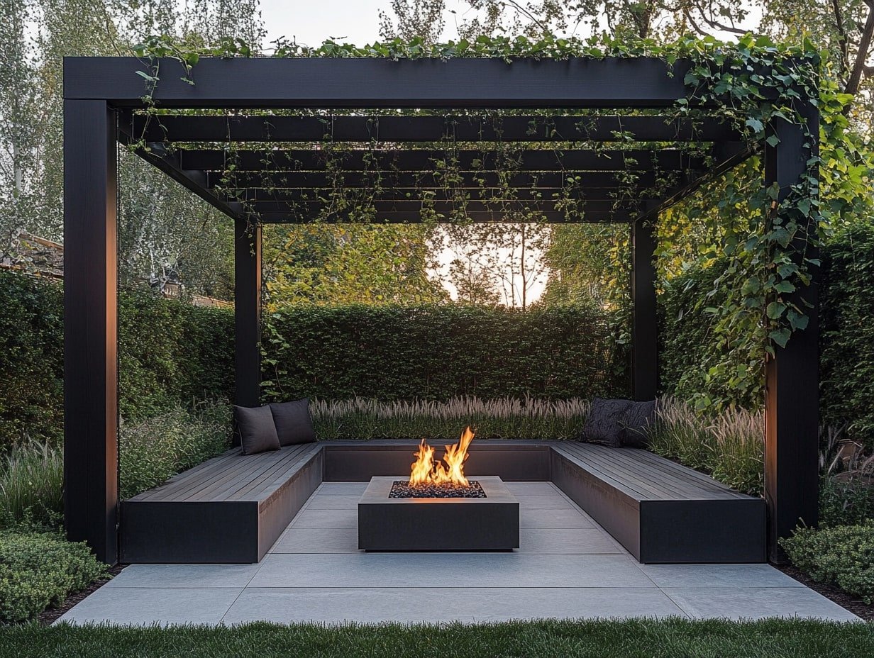 Your Fire Pit with a Modern Pergola & Lush Vines