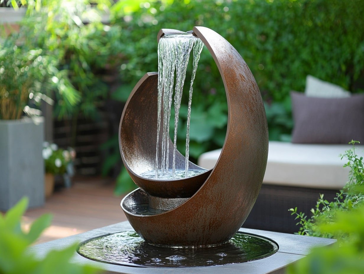 Install a Tabletop Water Fountain to Introduce a Calming Element to Your Balcony
