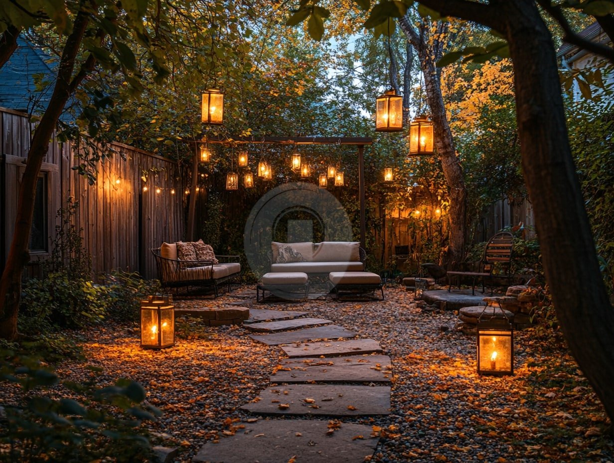 Romantic Autumn Patio with Lanterns