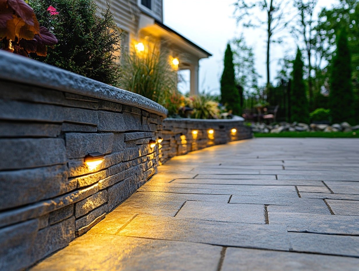 Solar Lights Tucked Into Stone Walls