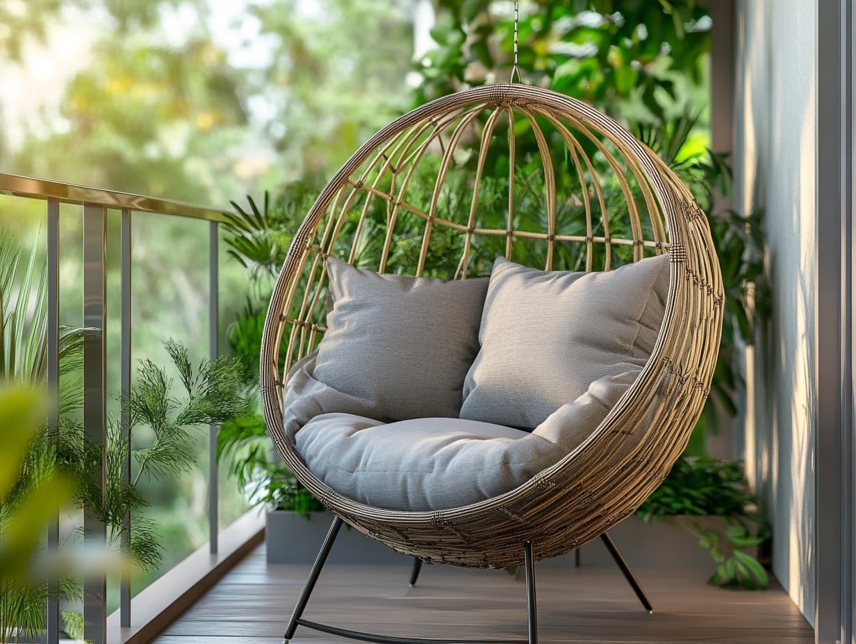 Lounge in an Egg Chair for a Relaxed and Stylish Balcony Retreat