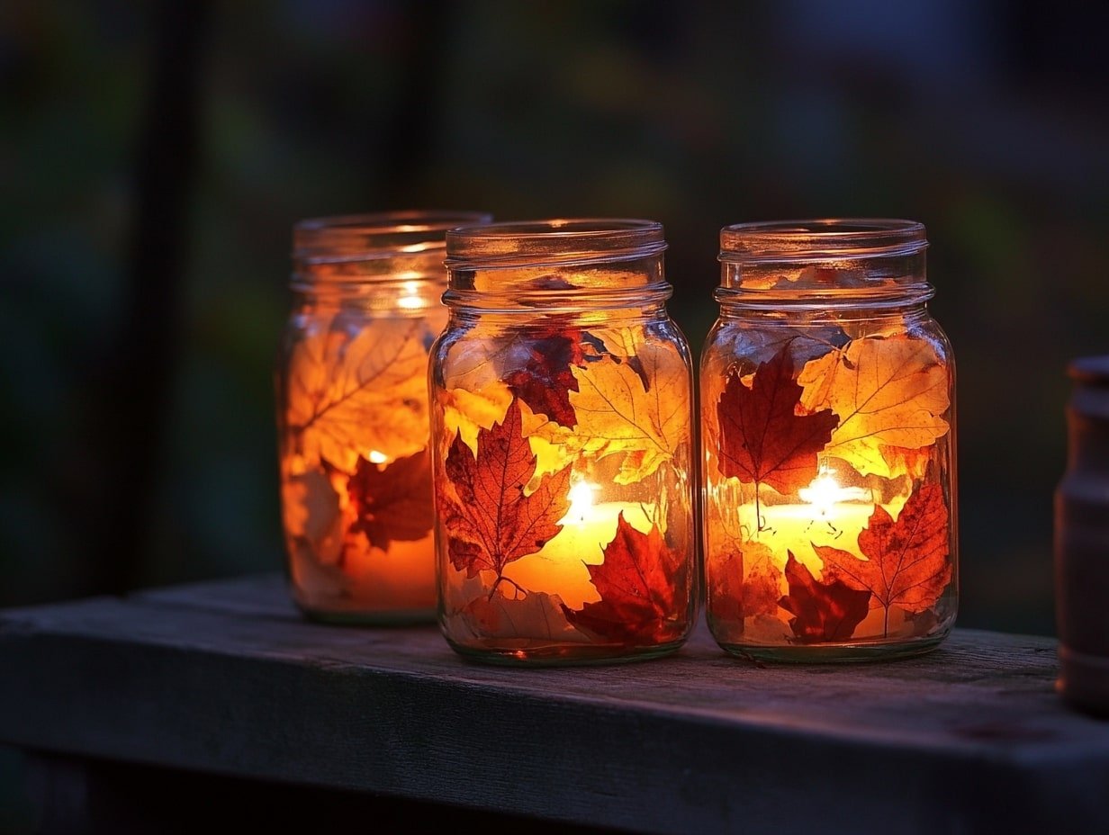 Light the Way with Mason Jar Leaf Lanterns