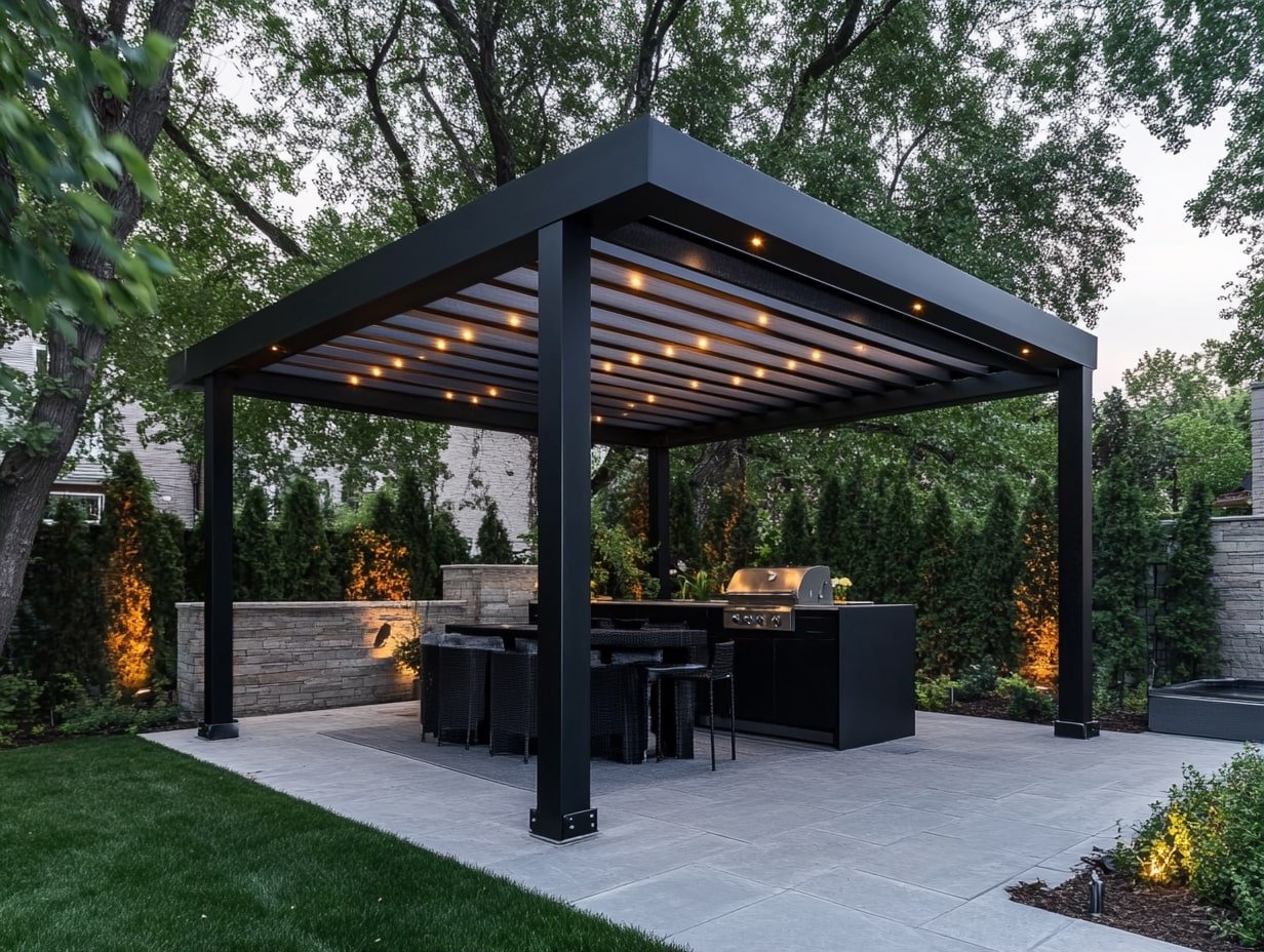Sleek Pergola Design for a Stylish Outdoor Kitchen