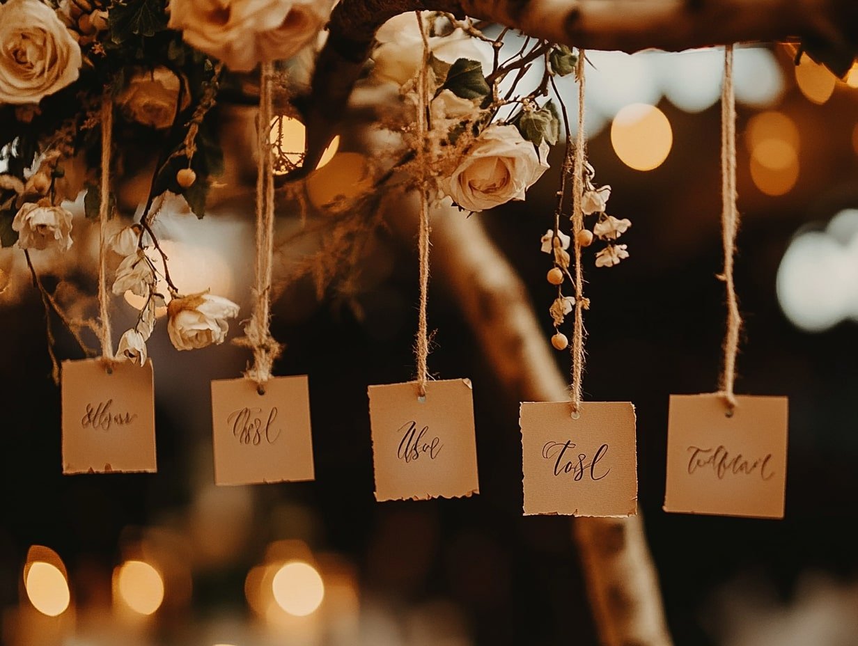 Display Name Cards on Rustic Branches