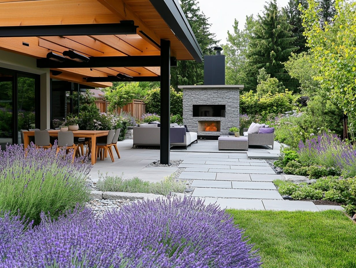 Enhance Your Patio with Stone Pathways and a Garden-Fresh Gathering Space