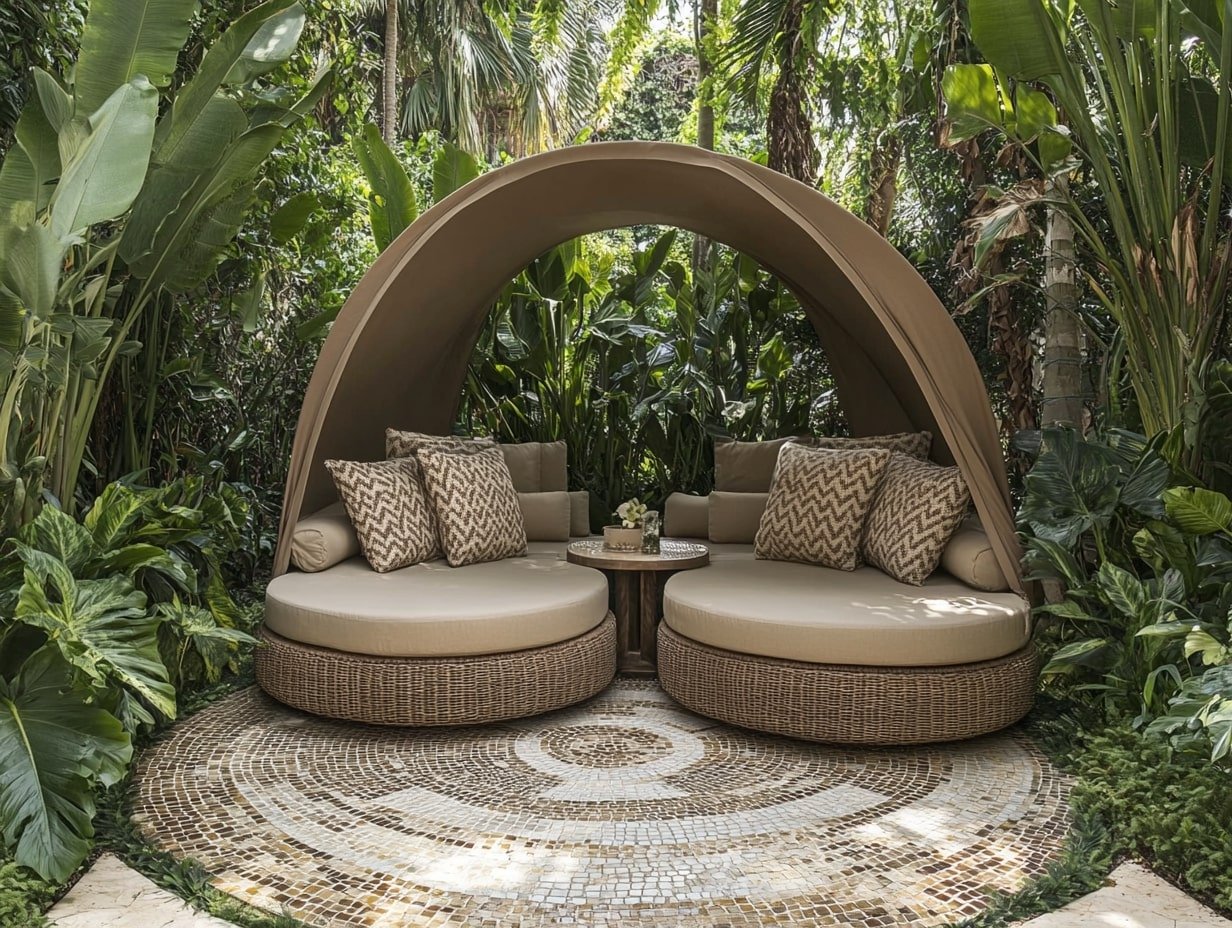 Create a Tropical Outdoor Escape with a Luxurious Daybed and Mosaic Accents
