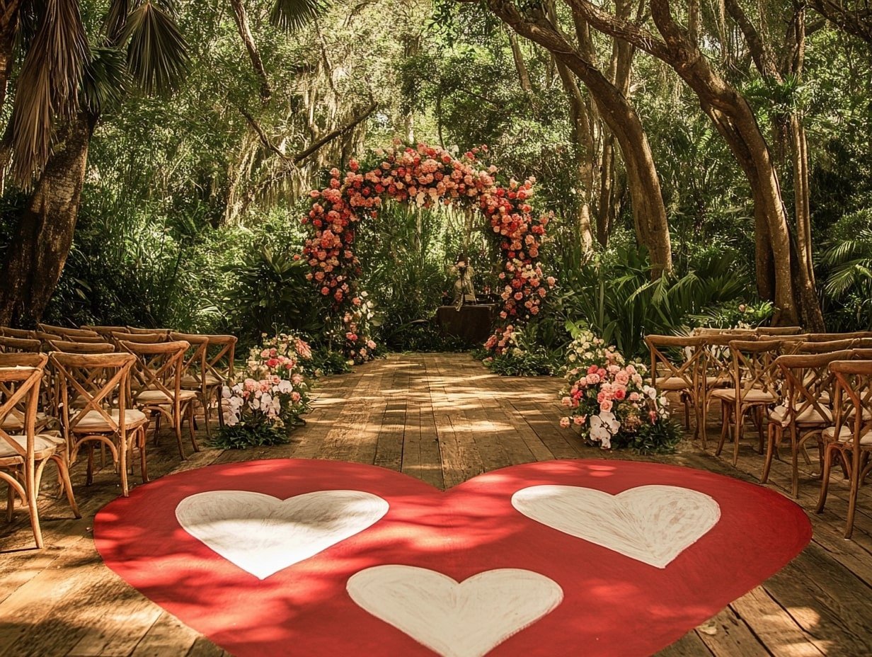Add a Playful Touch with a Painted Plywood Dance Floor for Your Garden Wedding