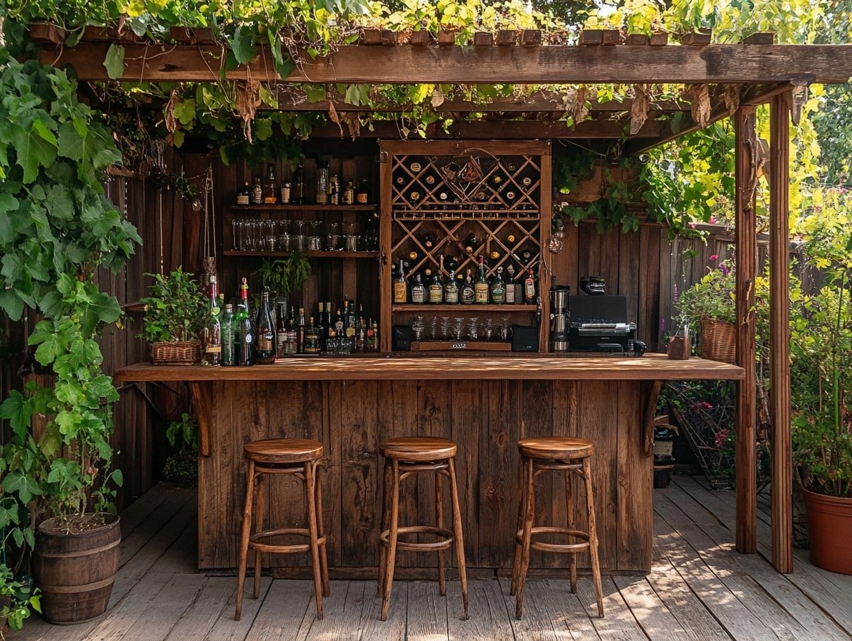 Elevate Backyard Hangouts with a Rustic Outdoor Bar Setup