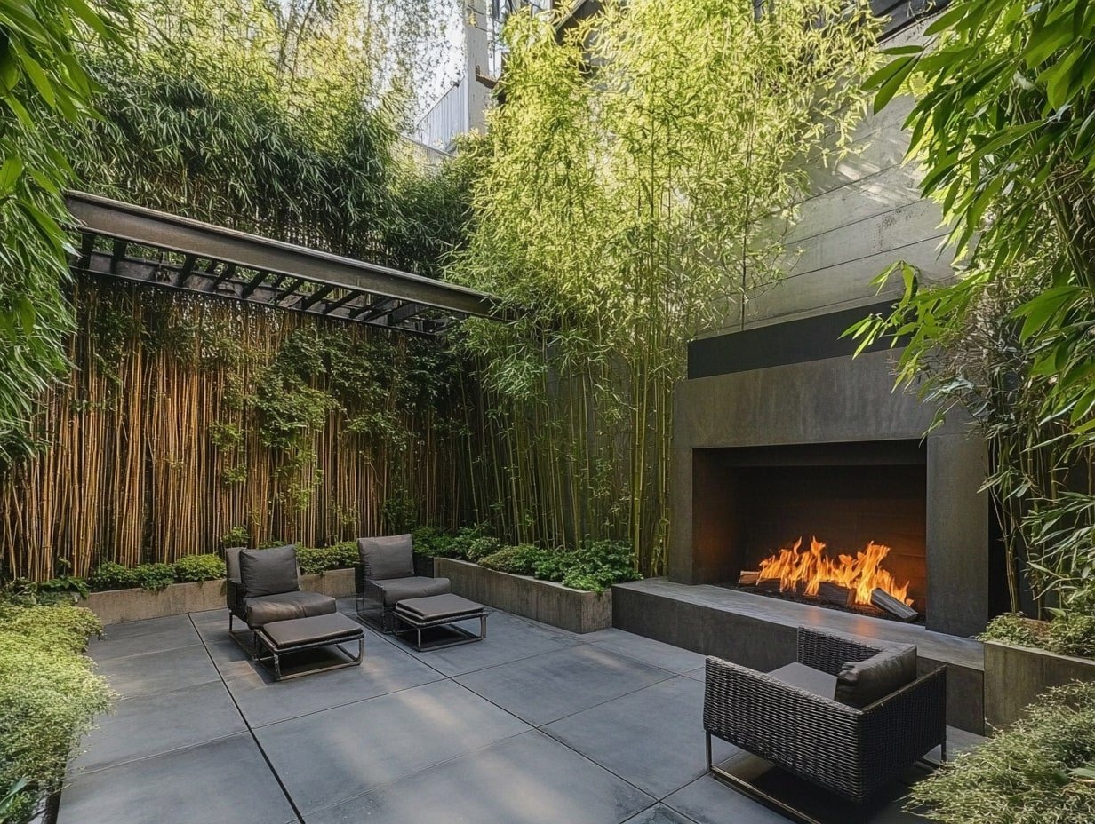 Transform Your Patio into a Secluded Sanctuary with Modern Privacy and Firelight