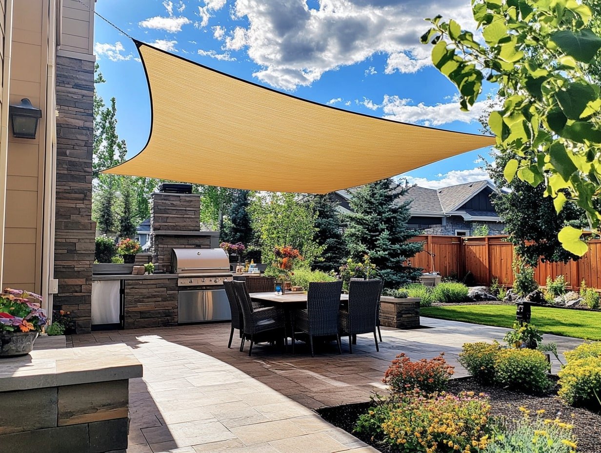 Dine in Style Beneath a Sleek Shade Sail on Your Backyard Patio