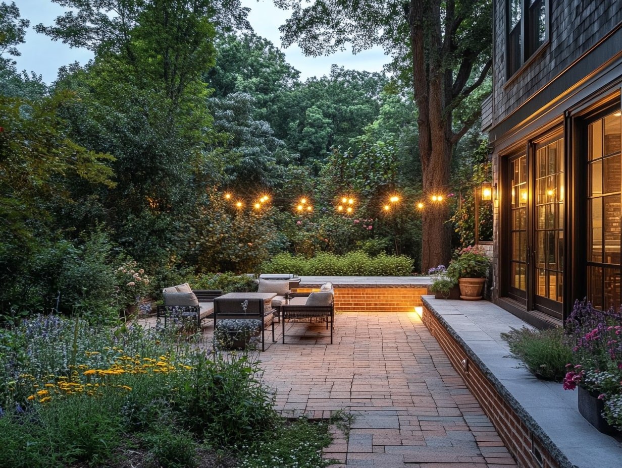 Create an Enchanting Escape with a Brick Paver Patio and Garden Glow
