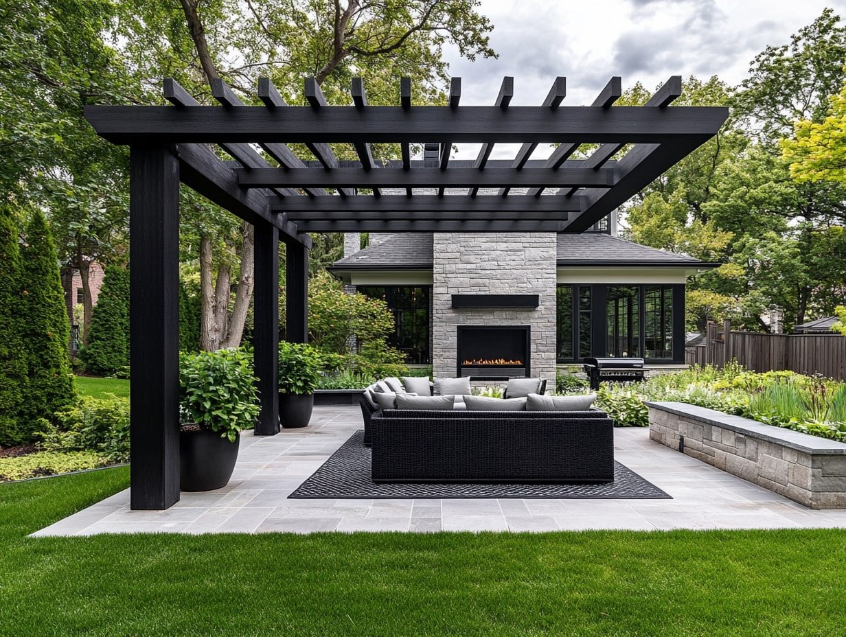 Embrace Modern Sophistication with a Pergola-Covered Patio Retreat