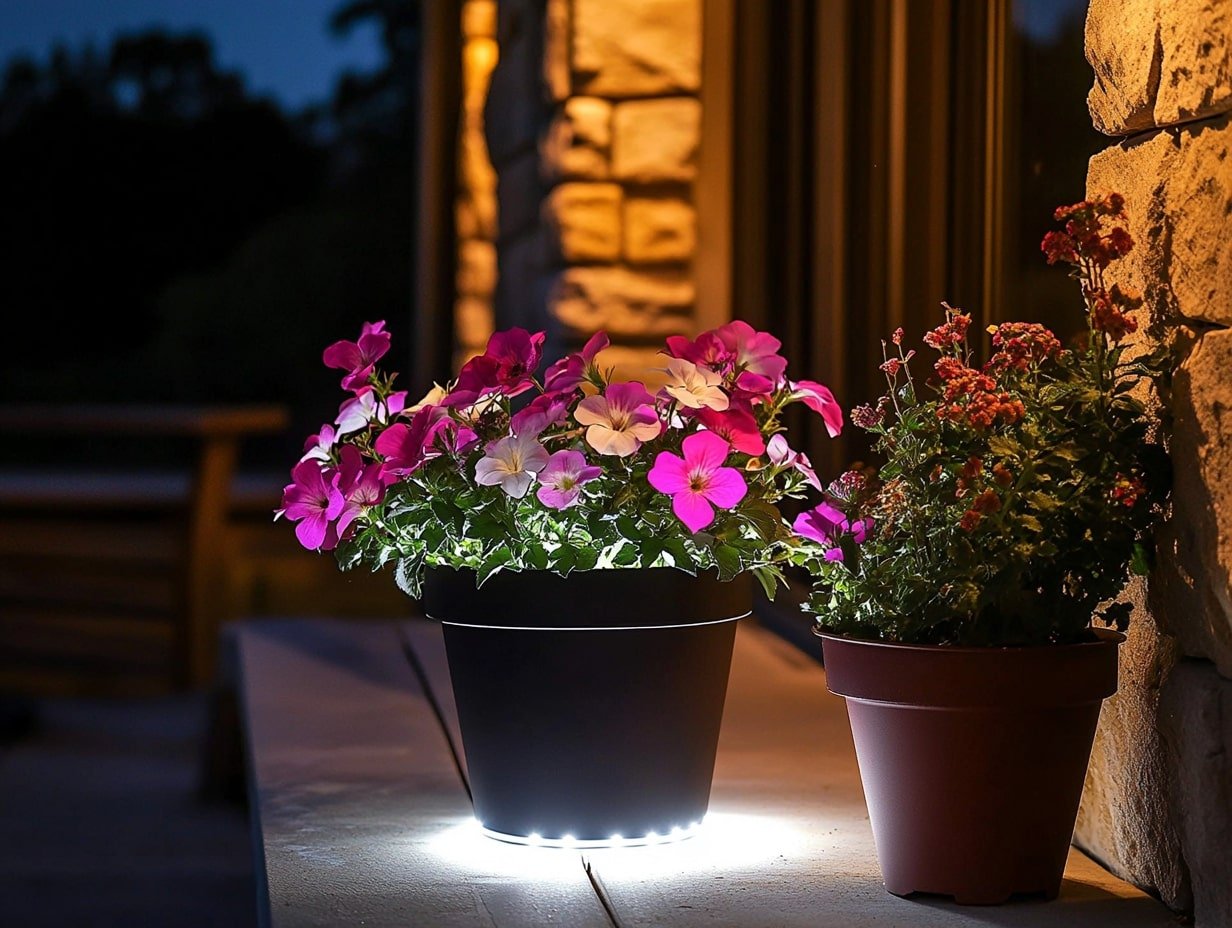 Illuminate Potted Flowers with Built-In LED Planter Lighting