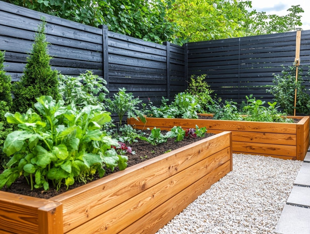 Garden with Warm Wooden Boxes