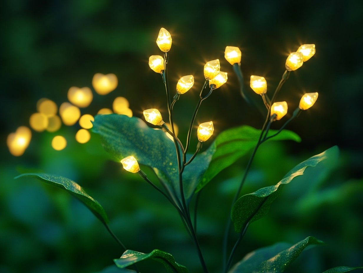 Backyard with Solar Fireflies