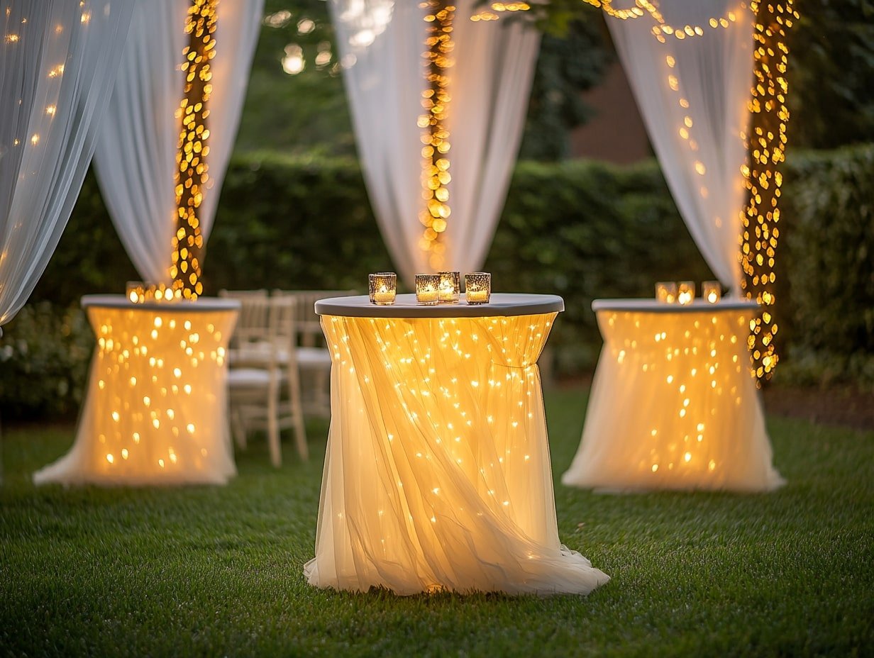 Set Up Glowing Table Skirts for a Magical Cocktail Hour Ambience