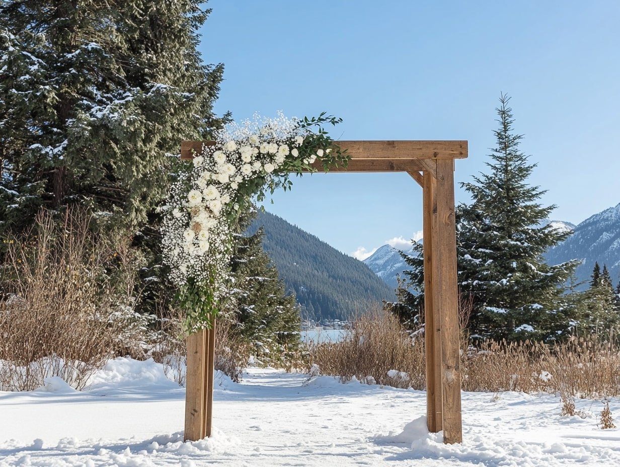 Frame a Mountain Ceremony With a Rustic Floral Arch