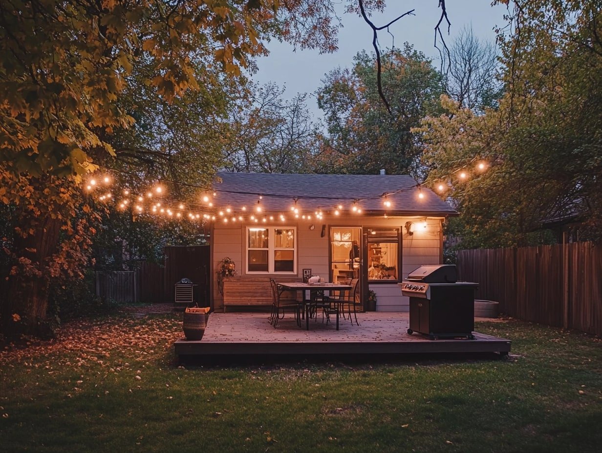 Dreamy Autumn Evening with Patio String Lights