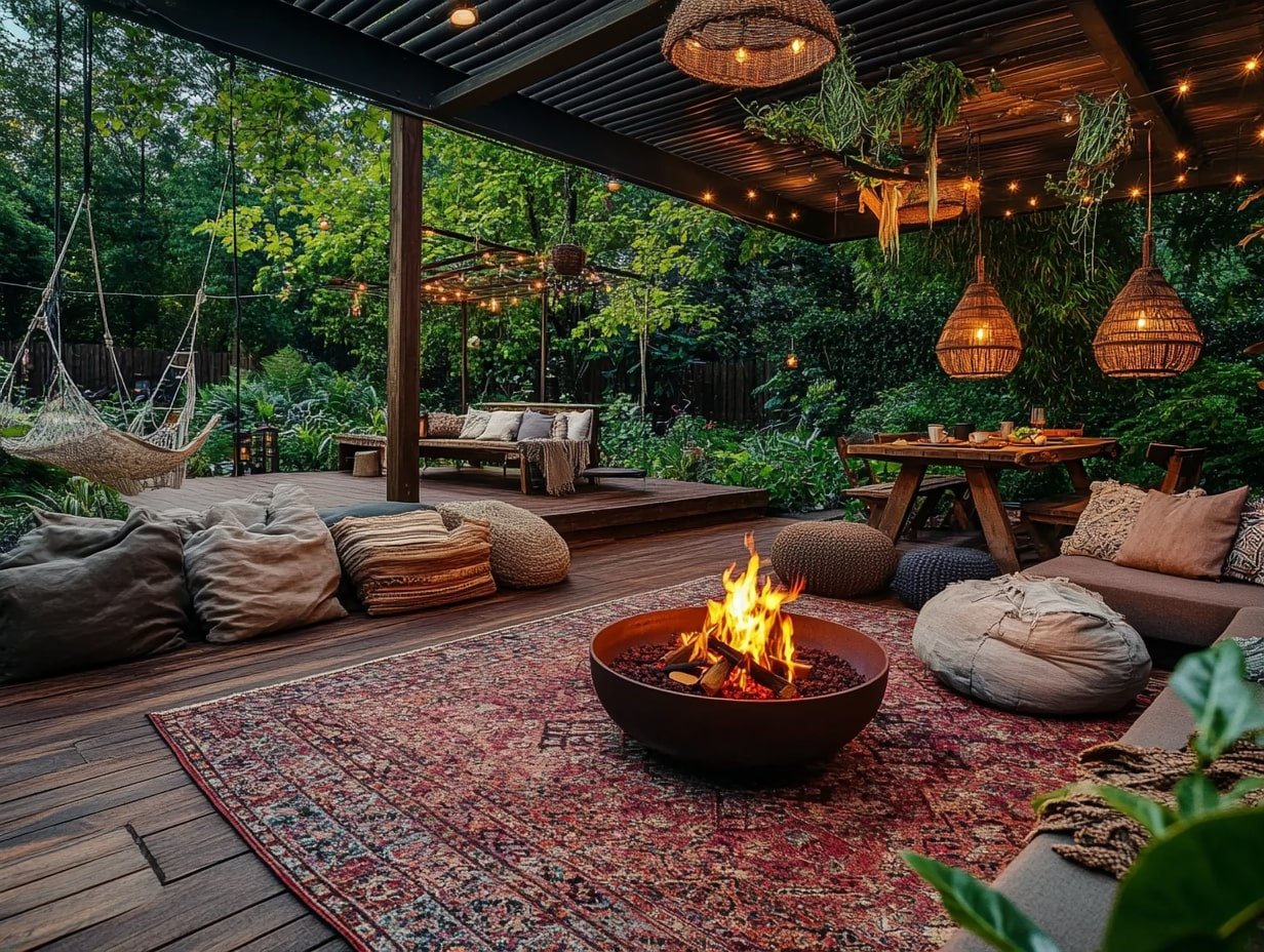 Transform Your Fire Pit into a Cozy Boho Picnic Lounge