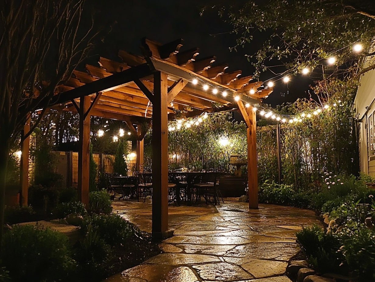 Use LED Spotlights to Highlight the Lush Greenery Surrounding Your Pergola