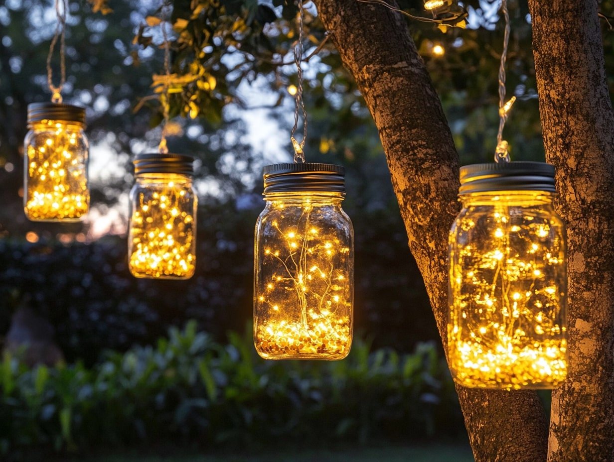 Use Mason Jars with Fairy Lights to Create a Rustic Garden Glow